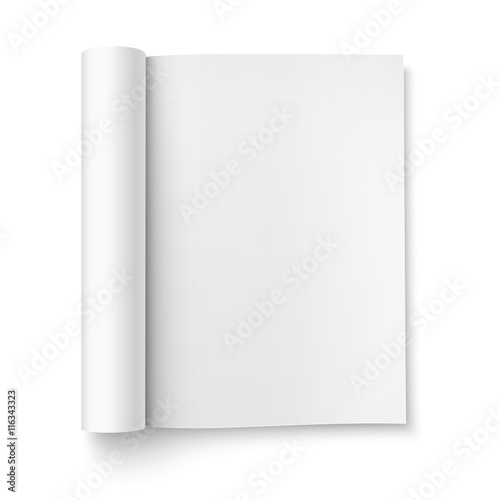 Blank open magazine template, wide format.