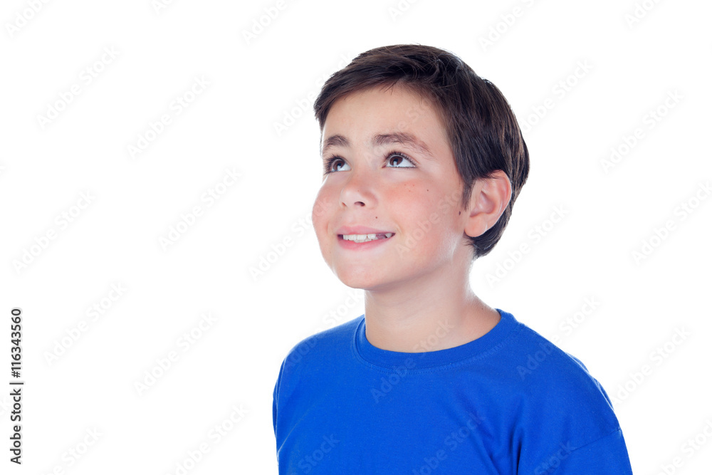 Funny child with ten years old and blue t-shirt Funny child with ten years old and blue t-shirt