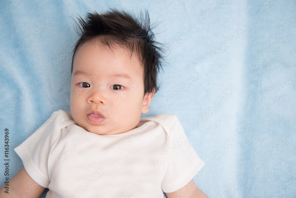 Close up portriat of Asain baby infant 2 months old eye contact Close up portriat of Asain baby infant 2 months old eye contact