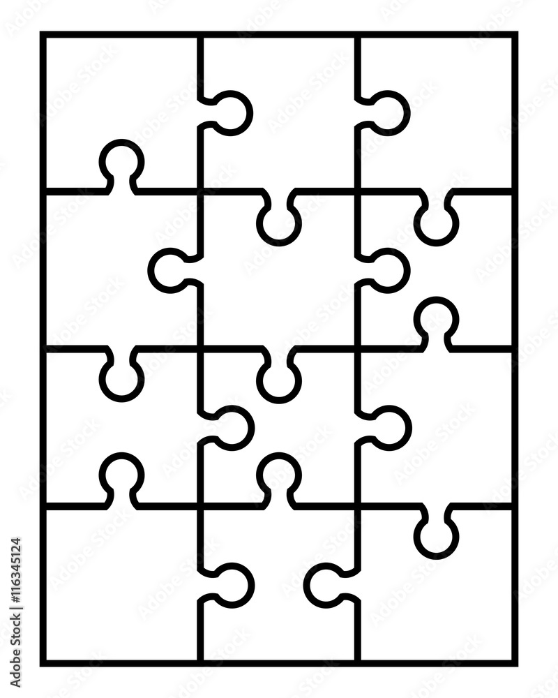 Vector illustration of separate parts of white puzzle Vector illustration of separate parts of white puzzle