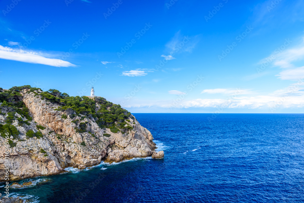 Lighthouse at cala Rajada, Mallorca - Spain Lighthouse at cala Rajada, Mallorca - Spain