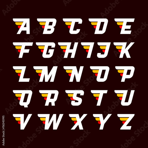 Alphabet letters with wings