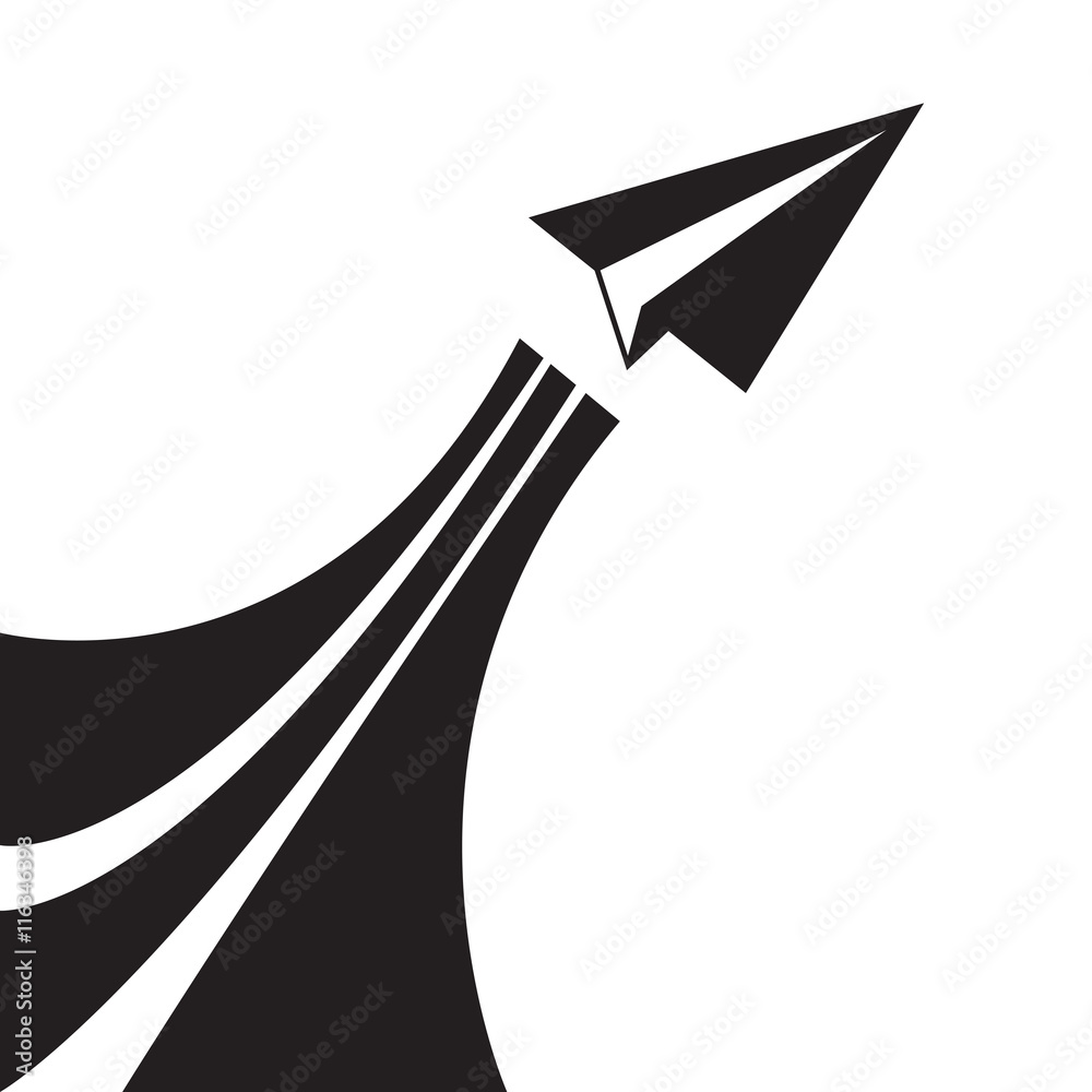 Paper airplane silhouette black symbol isolated on white background ...