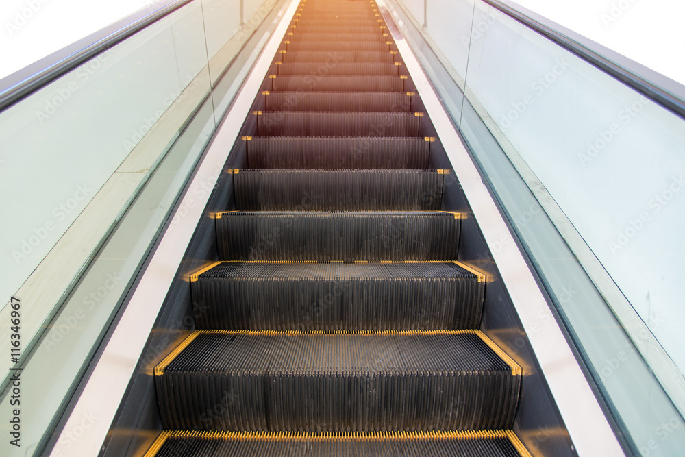 old escalators stairway inside modern office building old escalators stairway inside modern office building