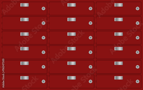 Deposit boxes. Red lockers