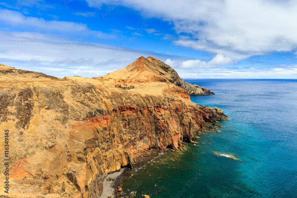 Beautiful landscape at the north coast of Ponta de Sao Lourenco, the eastern most part of Madeira Island, Portugal