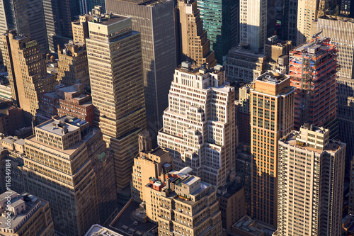 Manhattan cityscape aerial view with urban skyscrapers, New York City