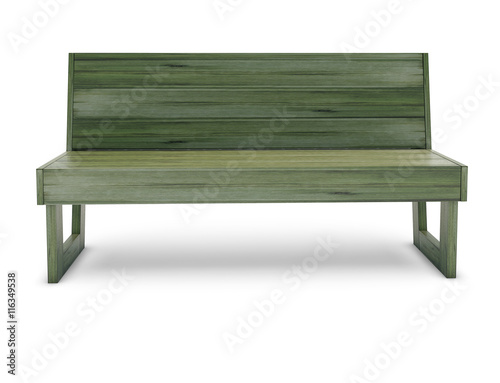 Wooden bench on the white