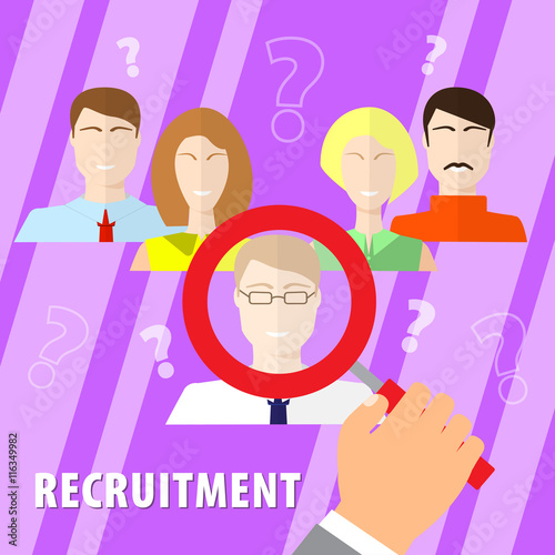 Human resources man woman personnel search selection. Selection of personnel. Recruiting agency, flat design.
