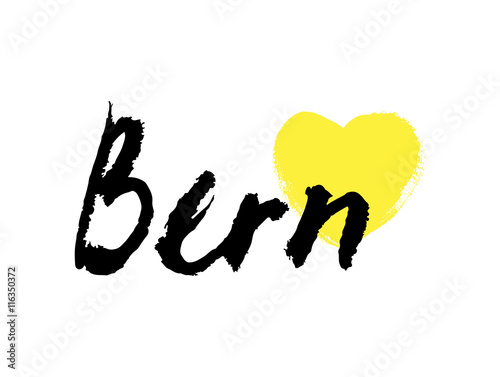 Bern in Switzerland. Hand drawn lettering background. Ink illustration. Modern brush calligraphy. Isolated on white background.