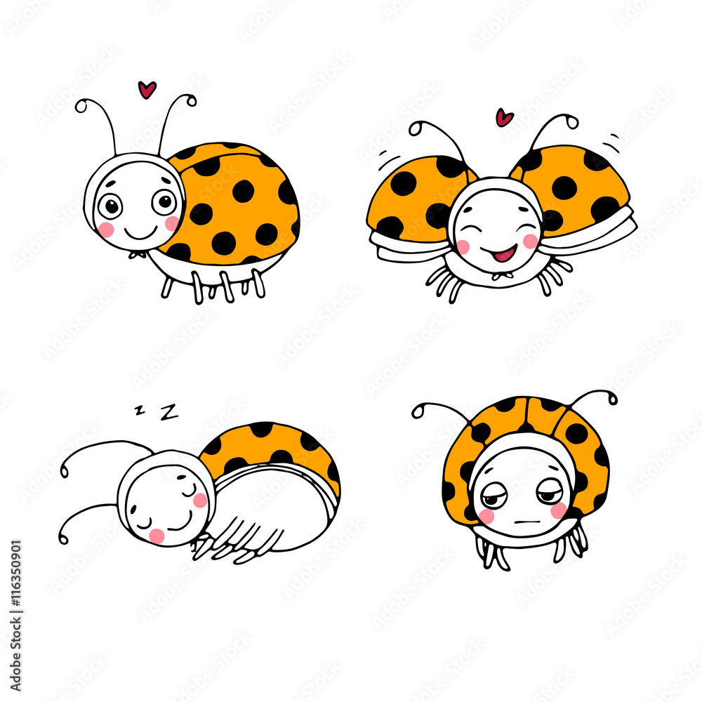 Naklejka premium Set of ladybugs.