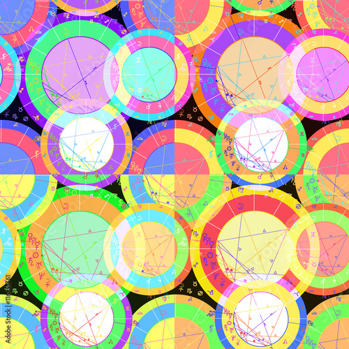 set of seamless pattern of natal astrology charts.  photo