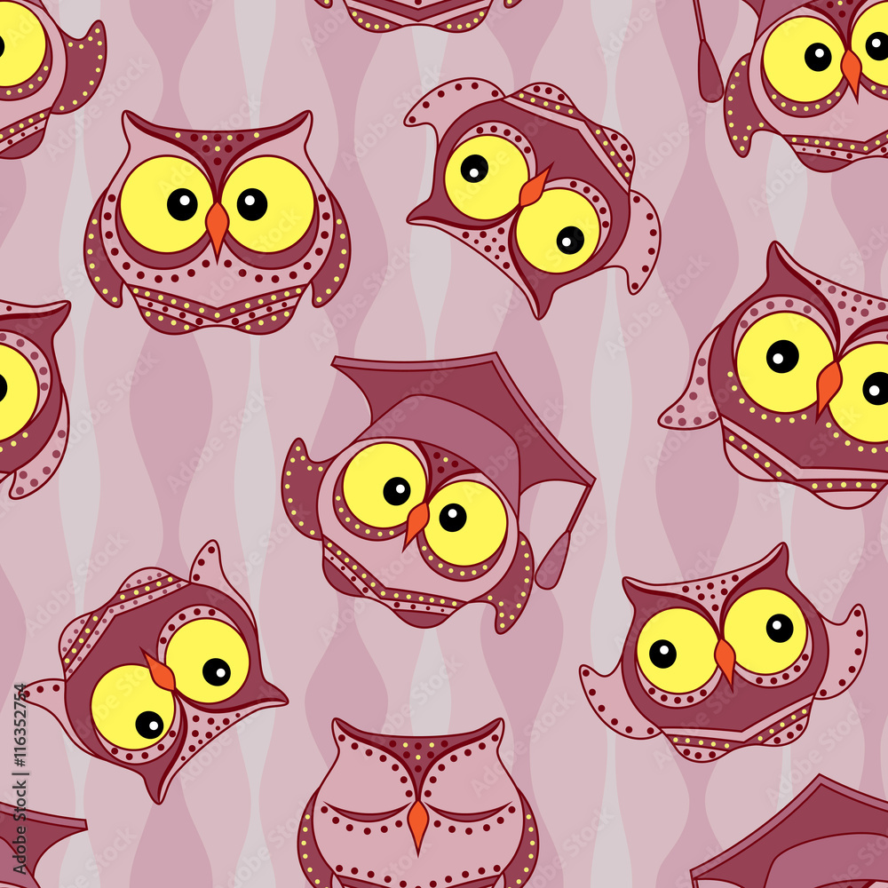 Funny owls seamless pattern Funny owls seamless pattern