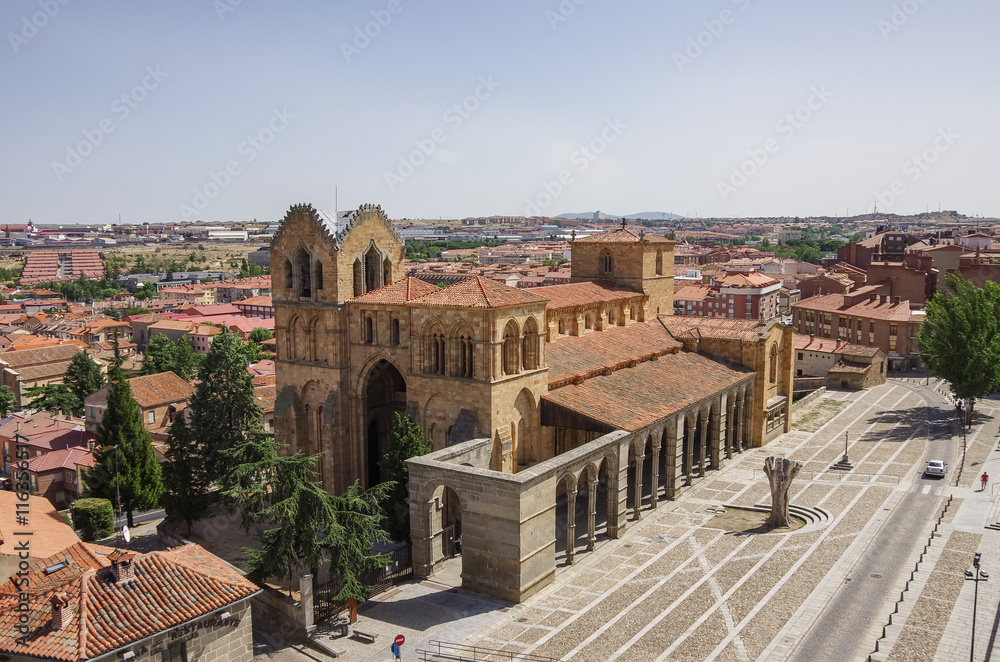 Beautiful panoramic view of the historic Basilica de San Vicente in Avila, Castilla y Leon, Spain