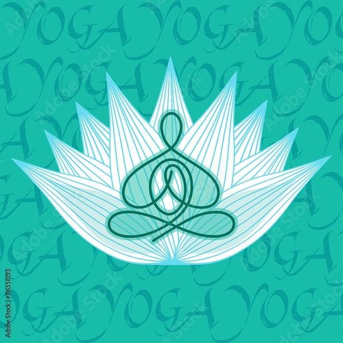 picture man in yoga pose on a lotus flower vector design