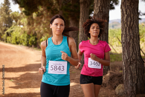 Two female runners in a race