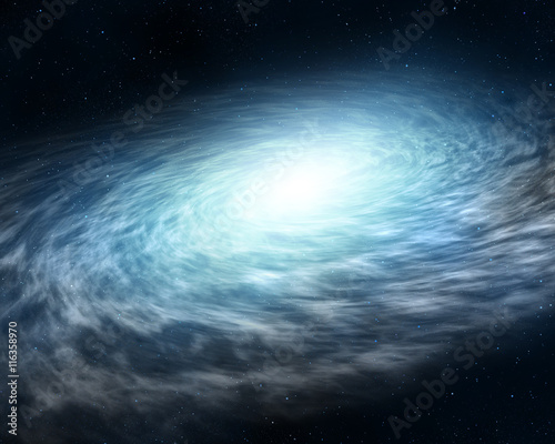 bright spiral galaxy in the outer space