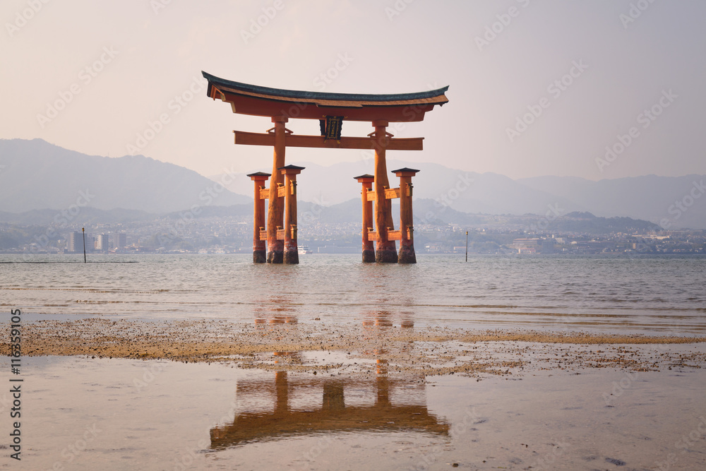 The floating torii gate of Itsukushima Shrine, Japan The floating torii gate of Itsukushima Shrine, Japan