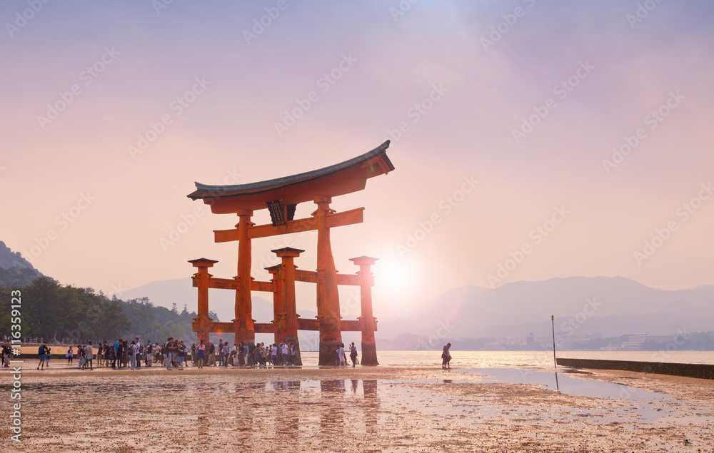 The floating torii gate of Itsukushima Shrine, Japan The floating torii gate of Itsukushima Shrine, Japan