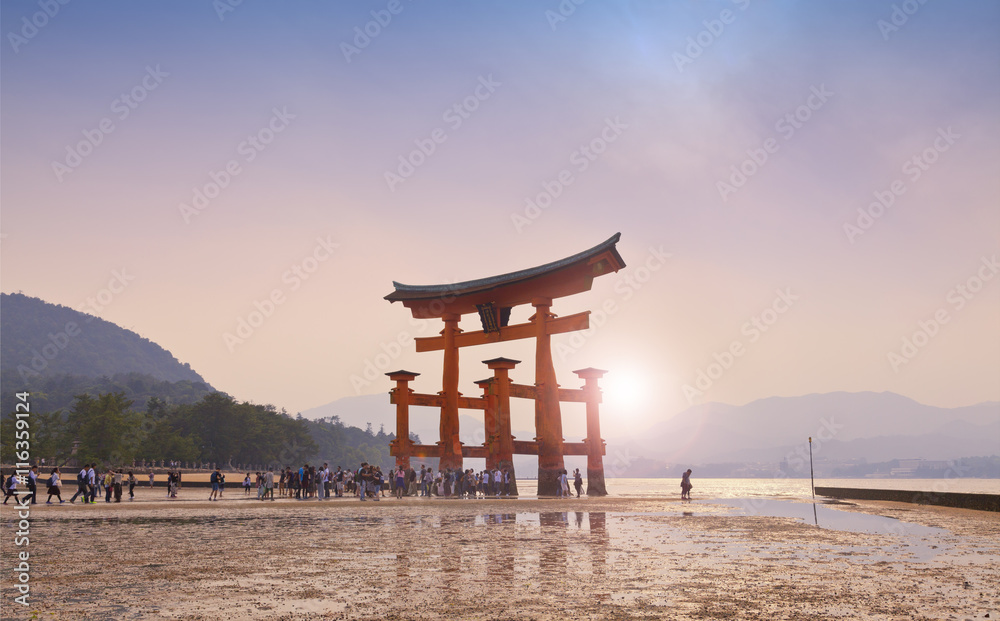 The floating torii gate of Itsukushima Shrine, Japan The floating torii gate of Itsukushima Shrine, Japan