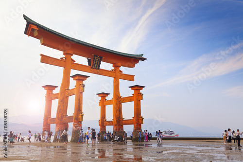 The floating torii gate of Itsukushima Shrine, Japan  photo