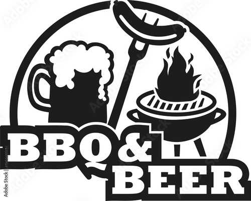 BBQ and beer with grill and sausage