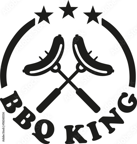 BBQ king stamp with sausage at forks