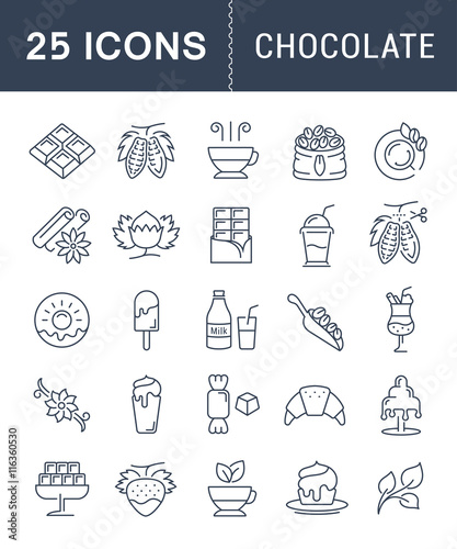 Set Vector Flat Line Icons Chocolate