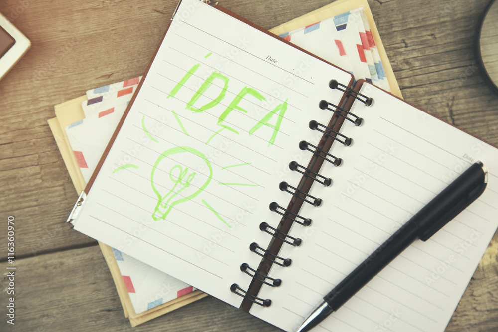 Idea writing on notebook Idea writing on notebook