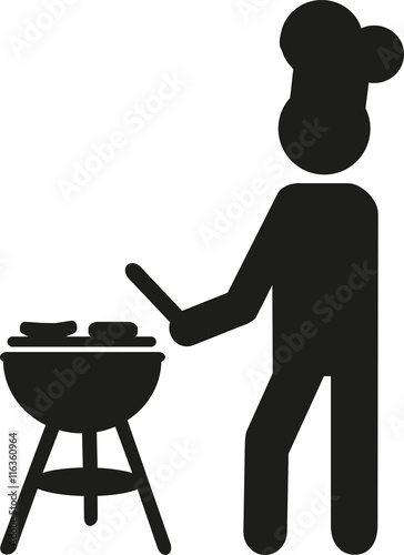 Man at grill bbq pictogram