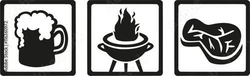 BBQ icons - beer grill meat