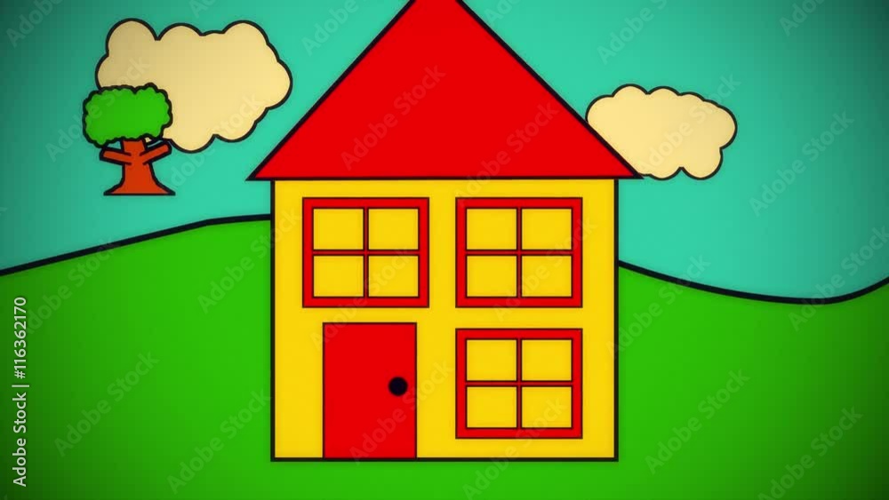 House childrens cartoon kids toon intro opening show title vintage 4k
