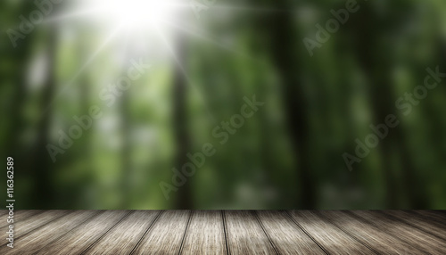 nature sunny day background wooden bottom