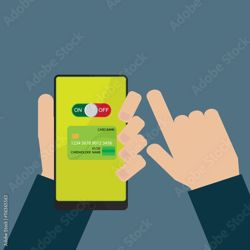 Human hand with Smart-phone nfc payments concept, E-payment technology. vector illustration in flat design.