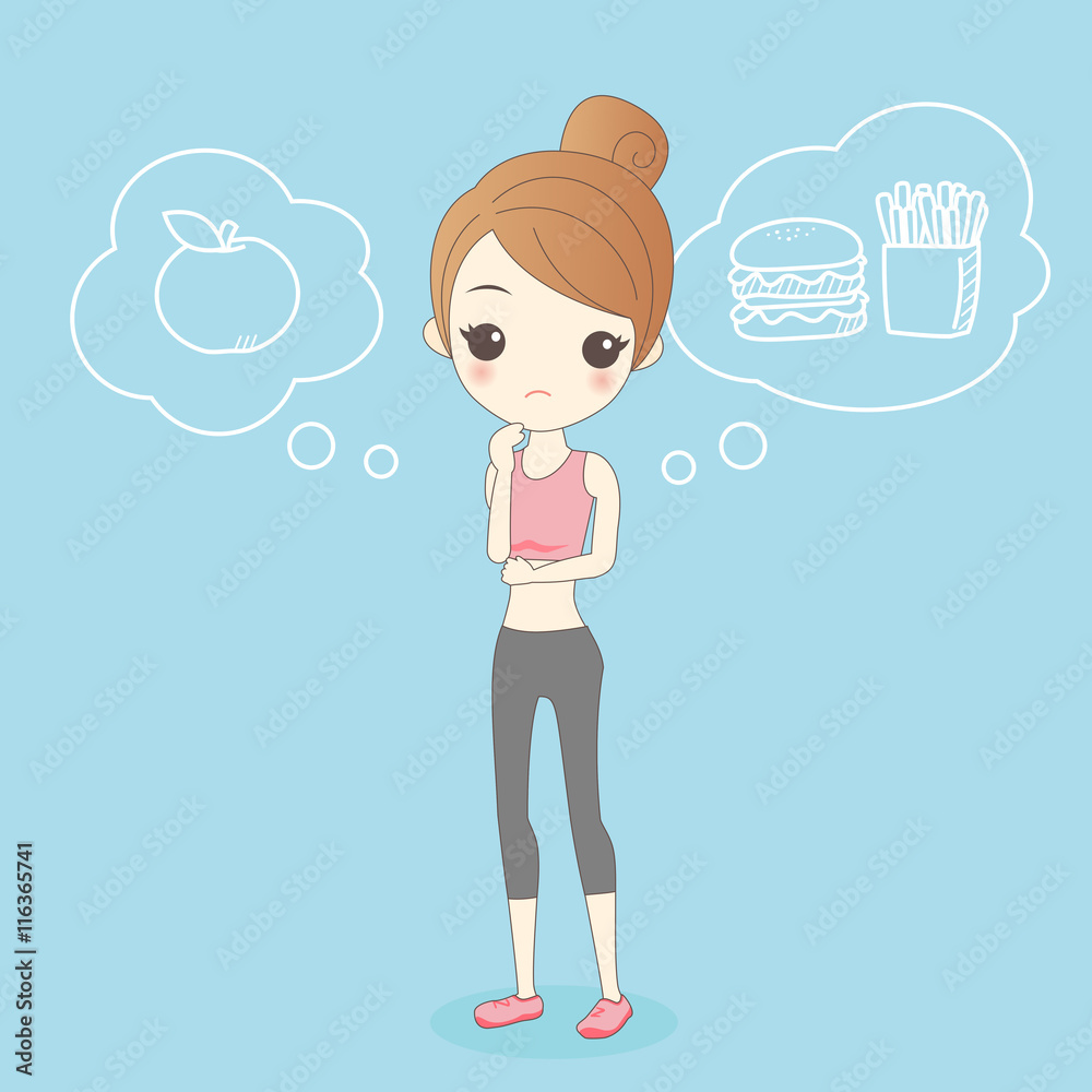 thinking eat apple or Hamburger thinking eat apple or Hamburger