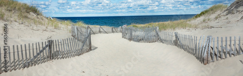 Beach at Provincetown, Massachusetts on Cape Cod with sea and clouds-Proportionate to Large Mobile Banner  photo