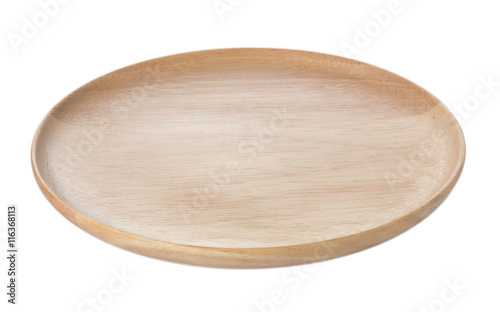 wooden plate isolated on white background