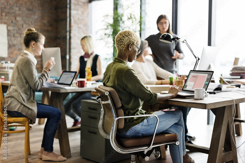 African Descent Brainstorming Working Workplace Concept African Descent Brainstorming Working Workplace Concept