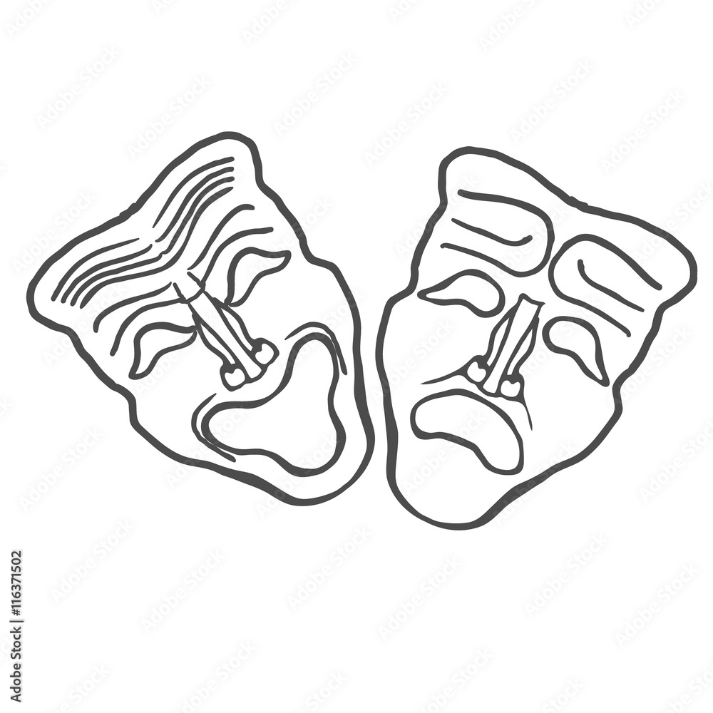 Theatrical masks isolated on white background Vector Theatrical masks isolated on white background Vector