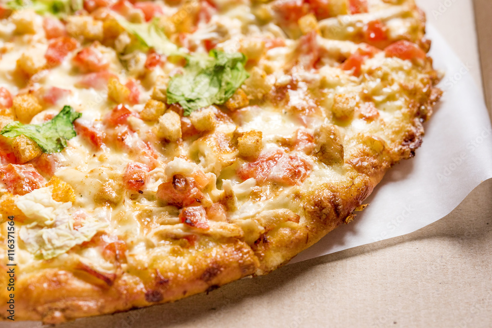 Isolated fresh pizza on white background. Delicious healthy snack with fresh vegetables and cheese. Hot meal with many ingridients. Unhealthy junk food. Street food. Italian cuisine. Isolated fresh pizza on white background. Delicious healthy snack with fresh vegetables and cheese. Hot meal with many ingridients. Unhealthy junk food. Street food. Italian cuisine.
