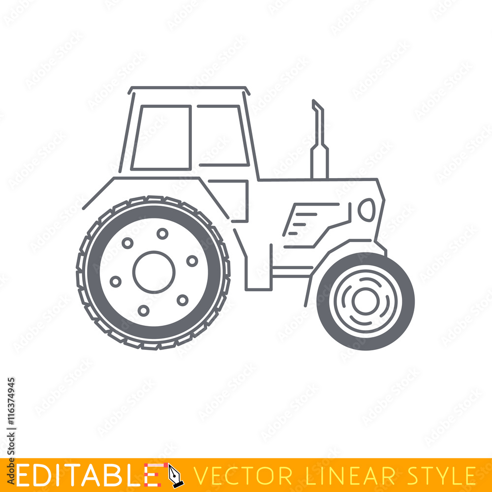 Obraz premium Tractor. Editable vector icon in linear style.