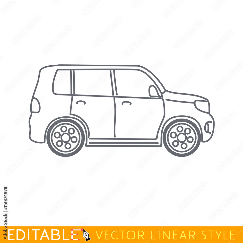 Minivan. Editable vector icon in linear style.