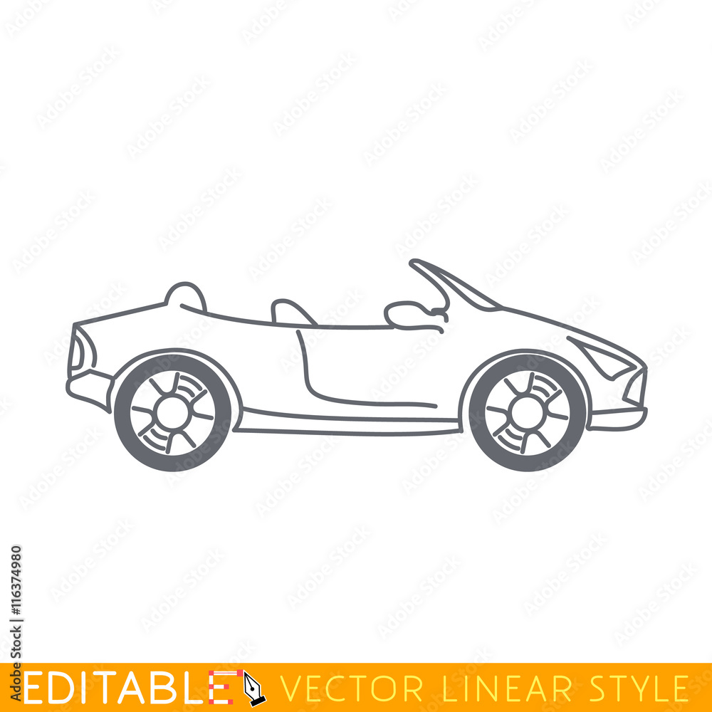 Cabriolet, convertible car. Editable vector icon in linear style.
