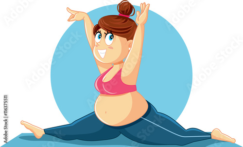 Plus Size Girl Doing the Splits Vector Cartoon