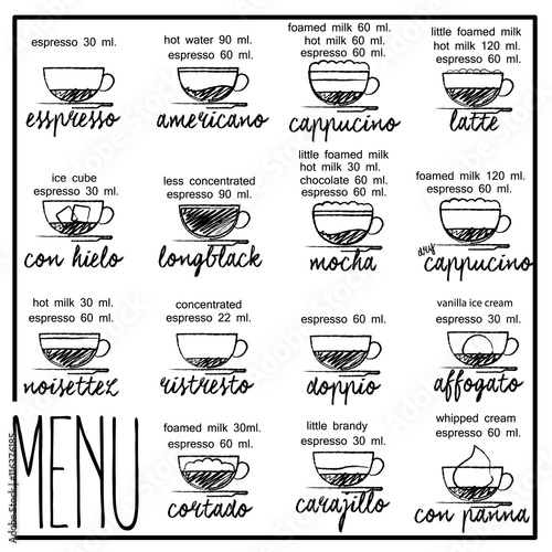 coffee hand-drawn with black ink