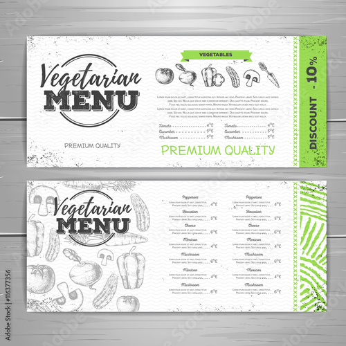 Vintage vegetarian menu design. Document template