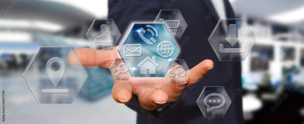 Fototapeta premium Businessman using modern digital applications