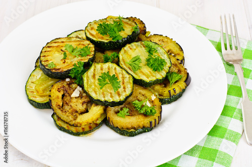 Fried Zucchini with Cheese and Seasoning