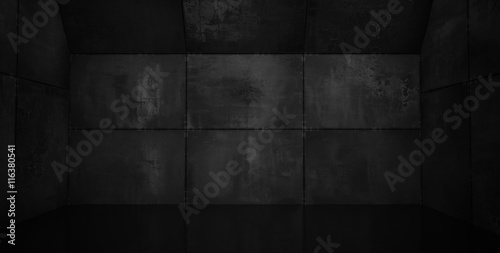 Super Black Tiled Room with Reflective Floor - 3D Illustration