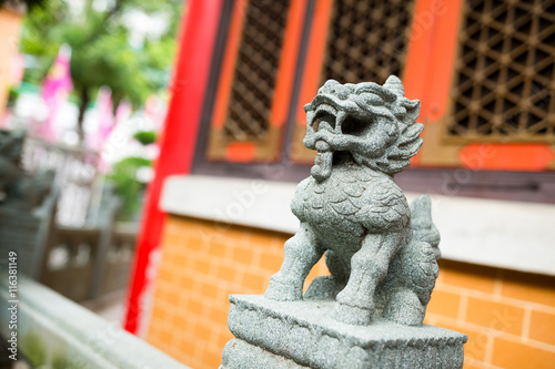 Chinese guardian lions in temple